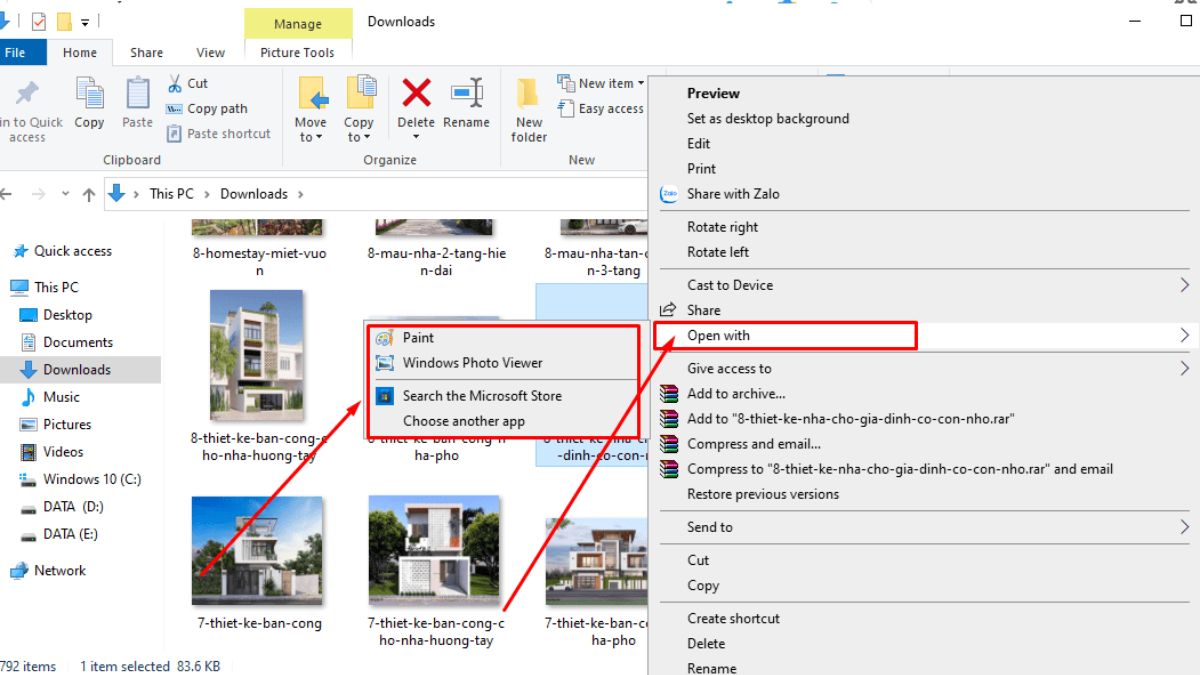 Có thể chọn mở file bằng các ứng ụng phù hợp nếu cần