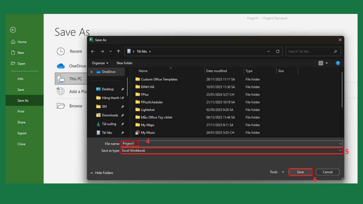 Cách chuyển đổi file mpp sang định dạng khác bước 3