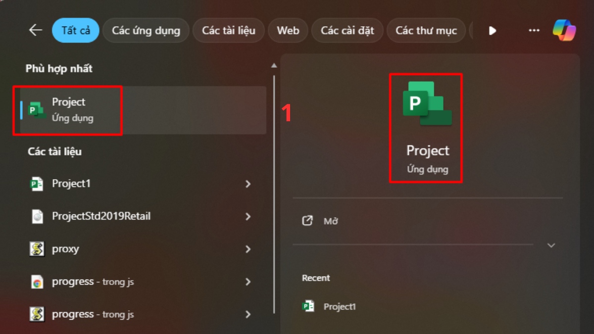 Nhấn đúp vào biểu tượng Microsoft Project