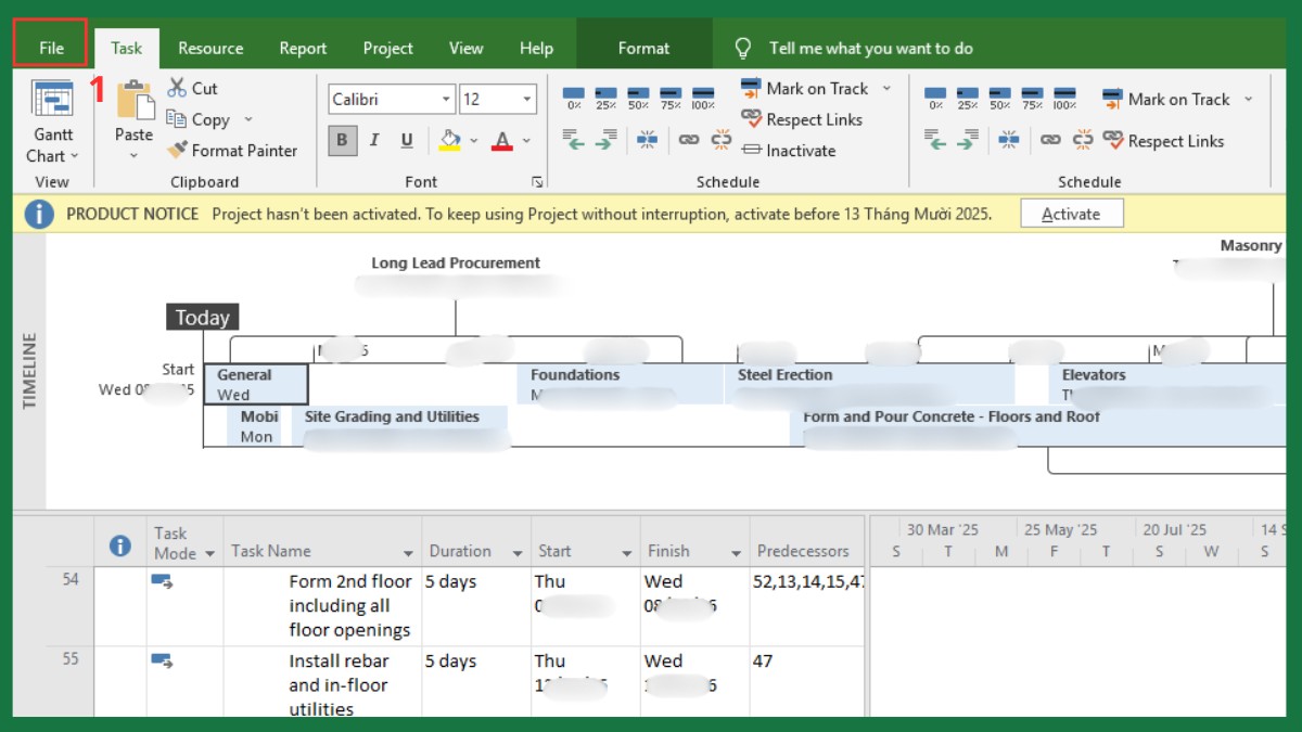 Cách chuyển đổi file mpp sang định dạng khác bước 1