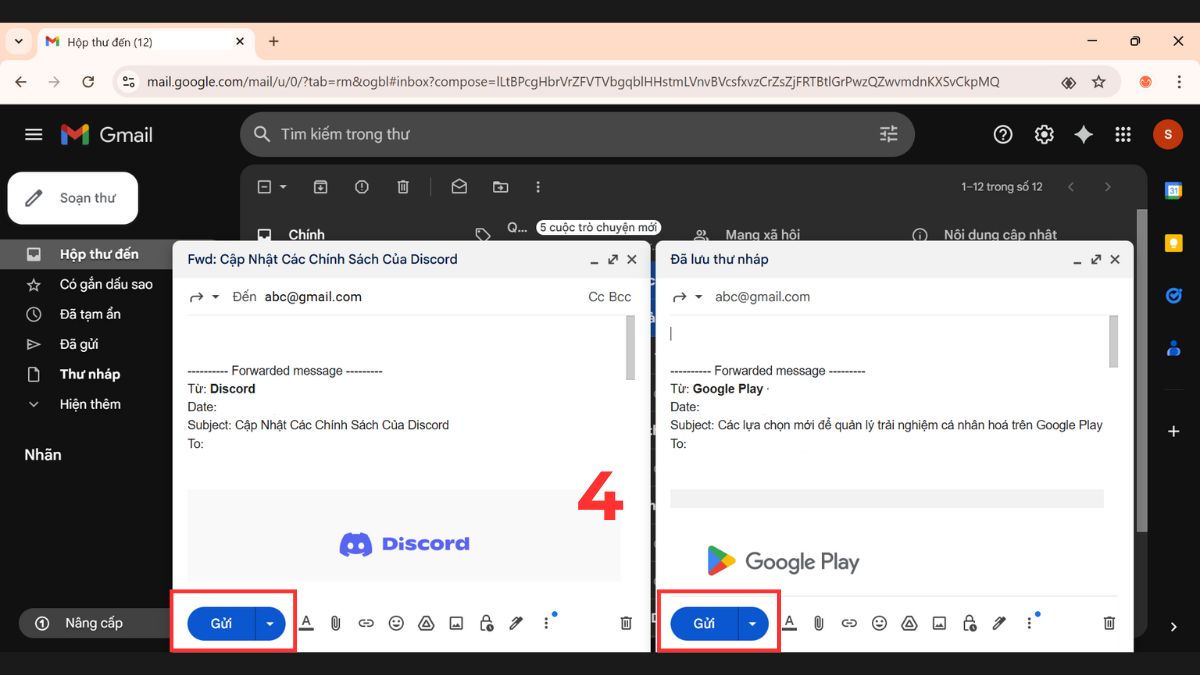Chuyển tiếp một số thư nhất định trong Email bước 3