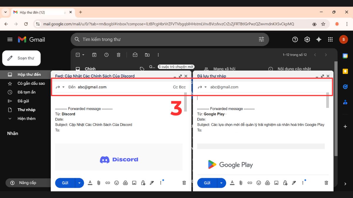 Chuyển tiếp một số thư nhất định trong Email bước 2
