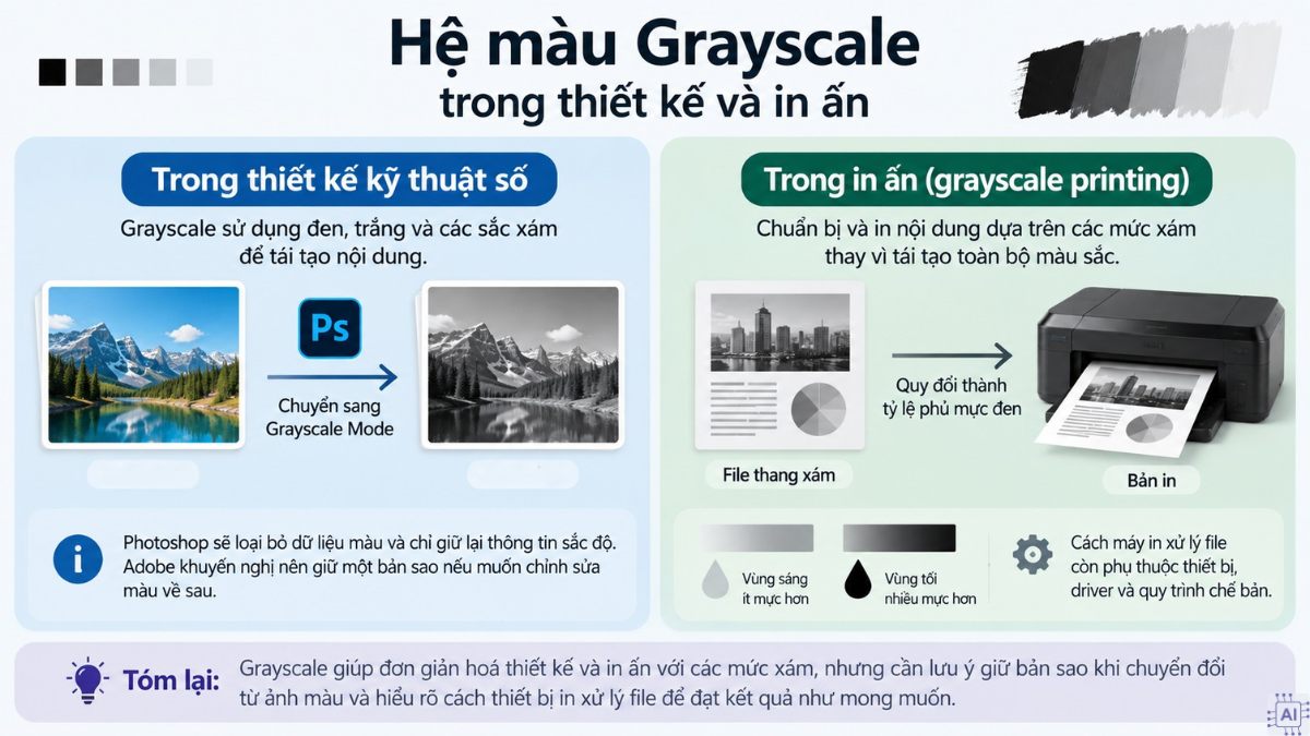 Hệ màu Grayscale trong thiết kế và in ấn