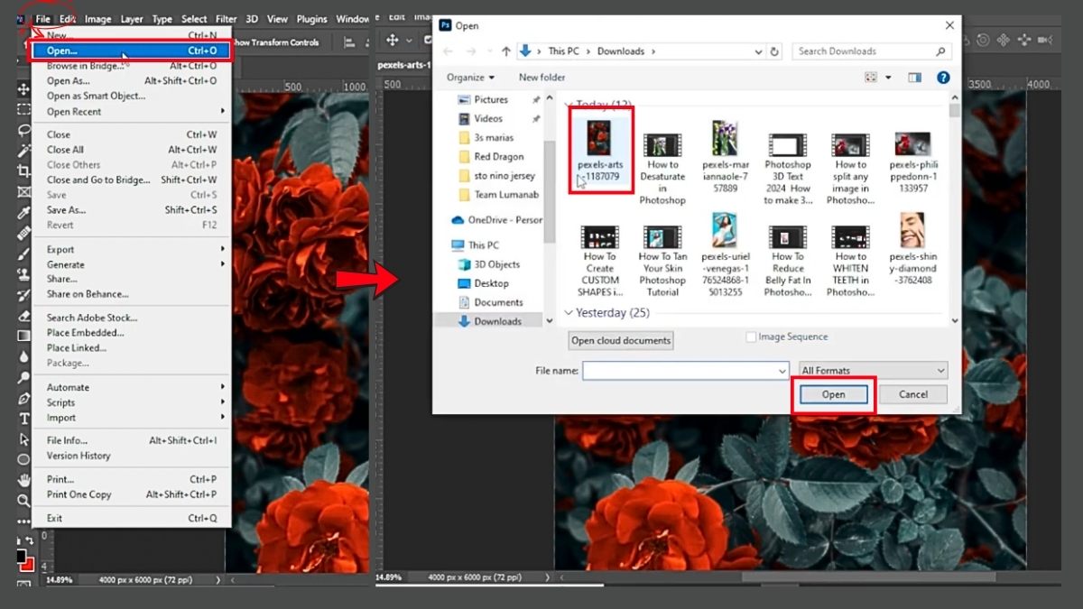 Cách tạo ảnh Grayscale trong Photoshop bước 1