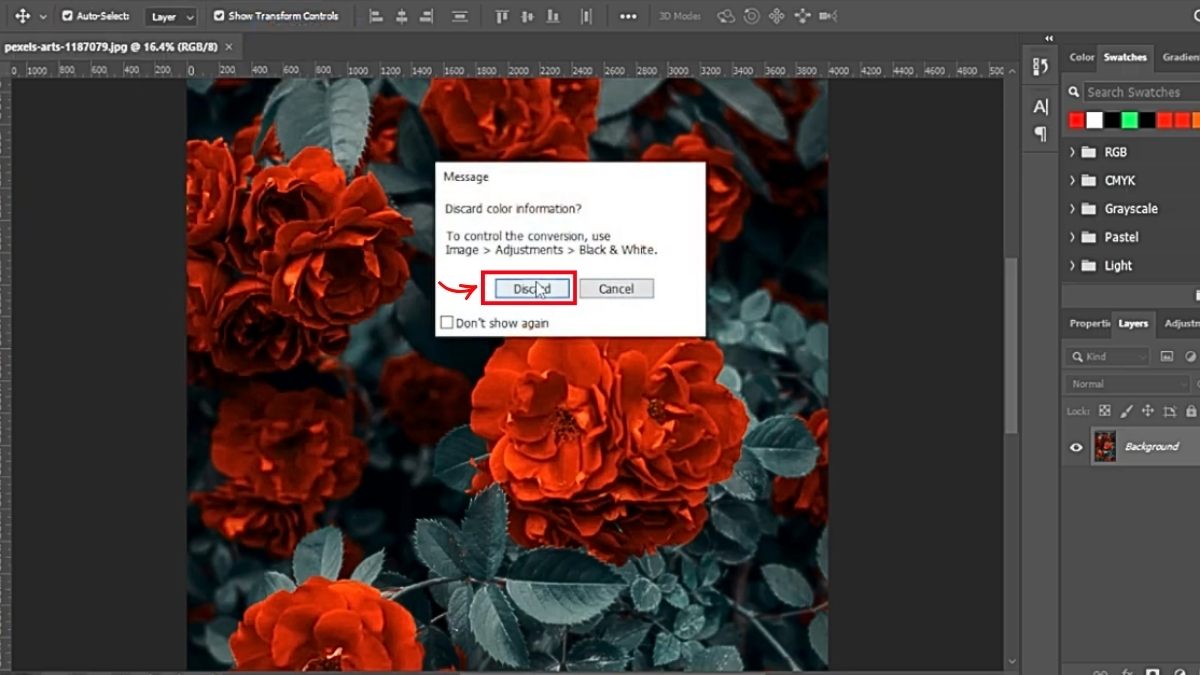 Cách tạo ảnh Grayscale trong Photoshop bước 3