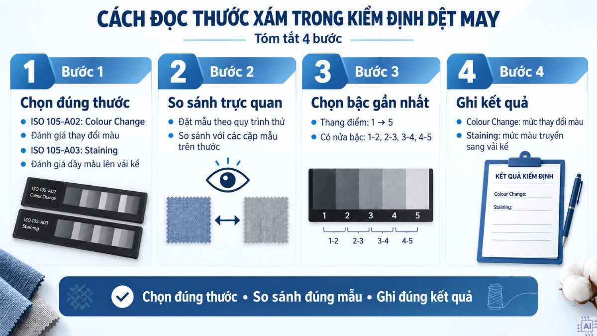 Cách đọc thước xám trong kiểm định dệt may bước 1