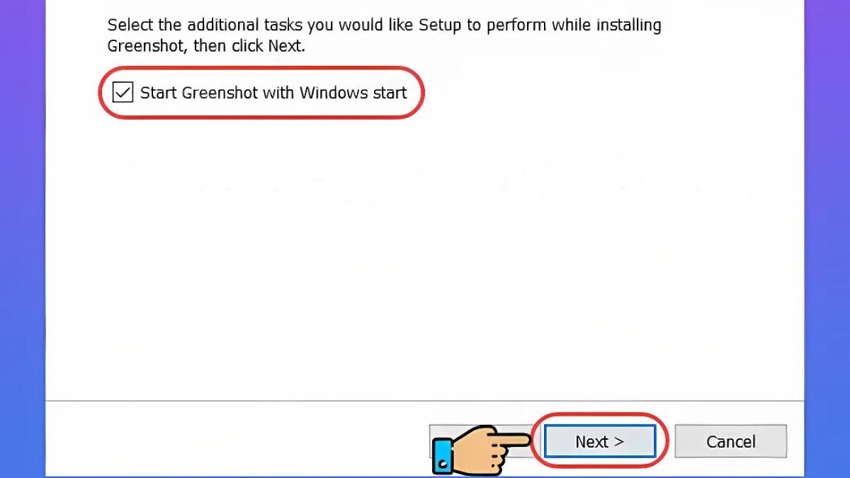 Chọn Start Greenshot with Windows start để Greenshot khởi chạy cùng lúc với Windows