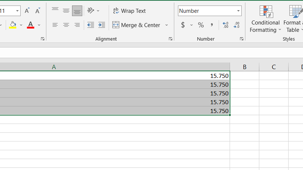 Cách làm tròn số trong Excel không dùng hàm bước 1
