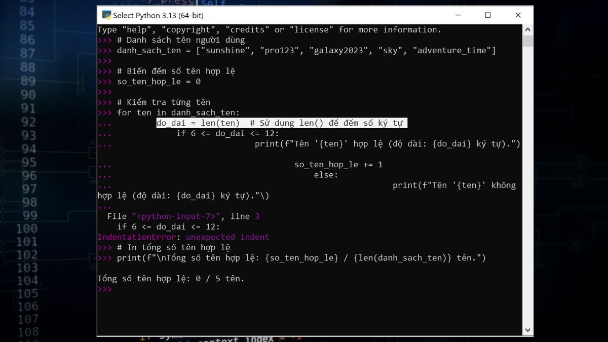 Ứng dụng thực tế của hàm len trong Python