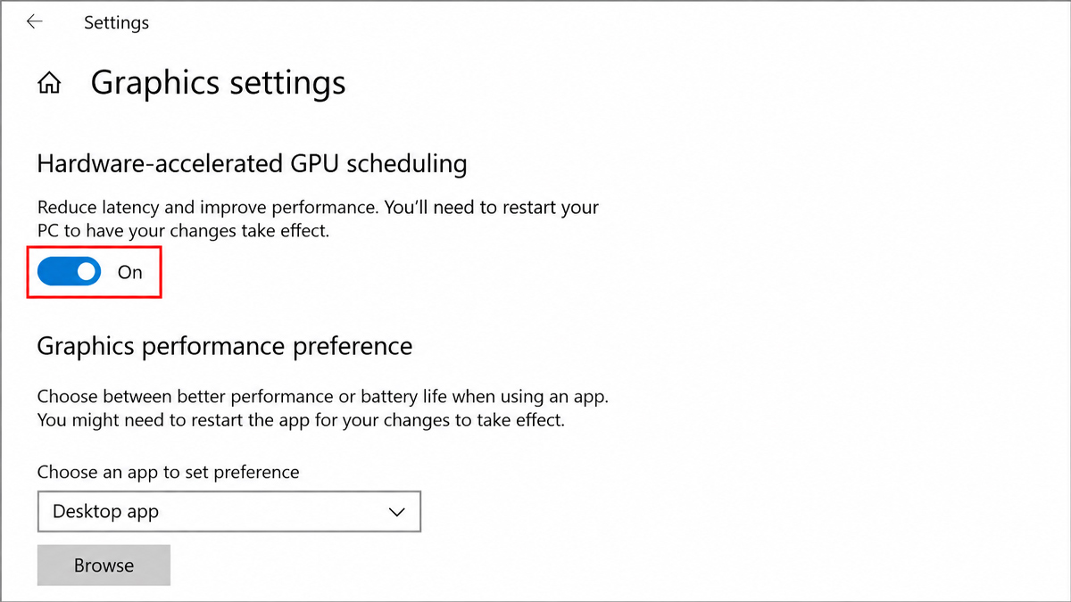 Cách bật Hardware Accelerated GPU Scheduling trên Windows 10 bước 3