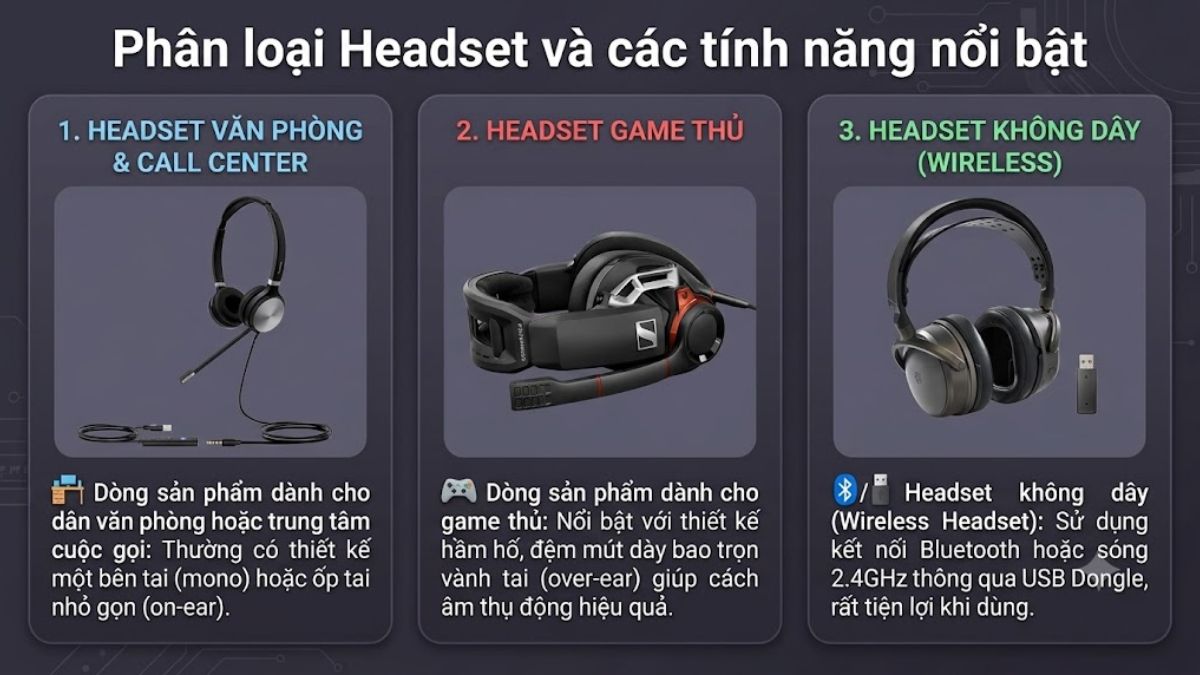 Phân loại Headset và các tính năng
