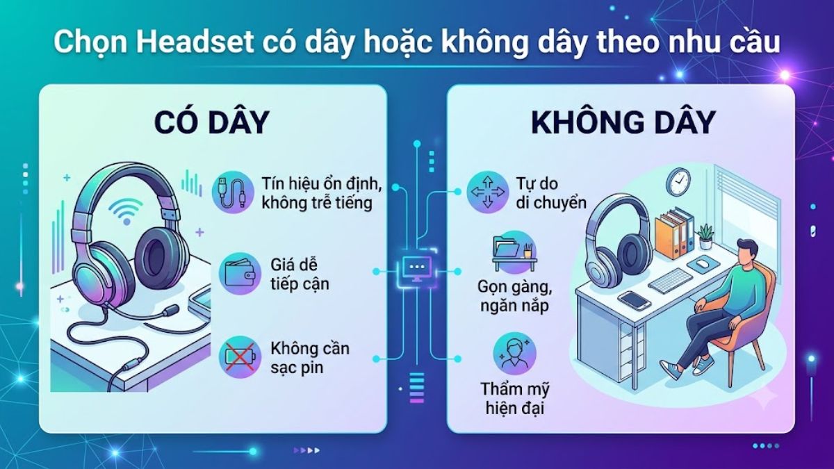 Chọn có dây hoặc không dây theo nhu cầu