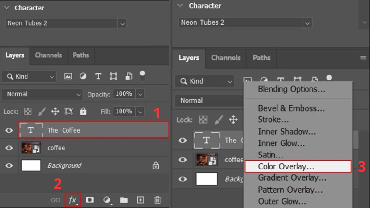 Cách làm hiệu ứng phát sáng chữ trong Photoshop bước 2 (Hình minh họa)
