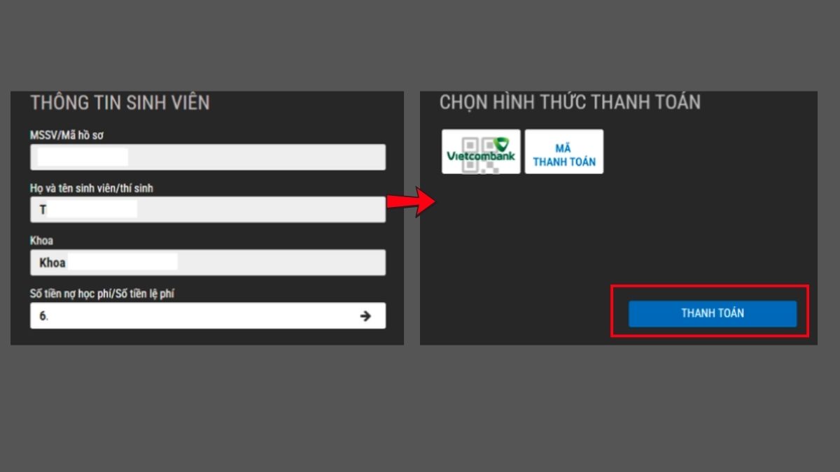 Kiểm tra thông tin và chọn phương thức thanh toán