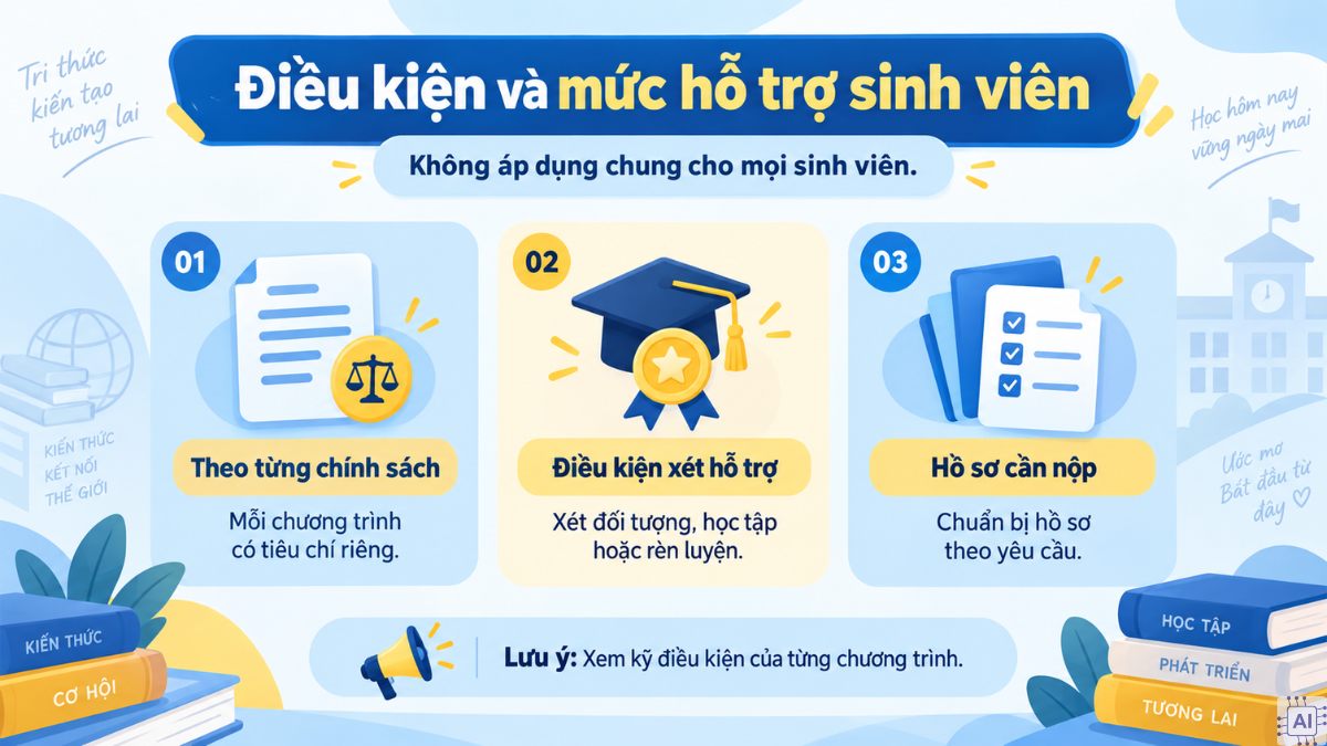 Điều kiện và mức hỗ trợ của Học viện Ngân hàng