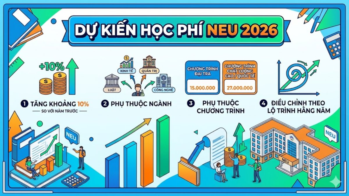 Dự kiến học phí NEU mới nhất