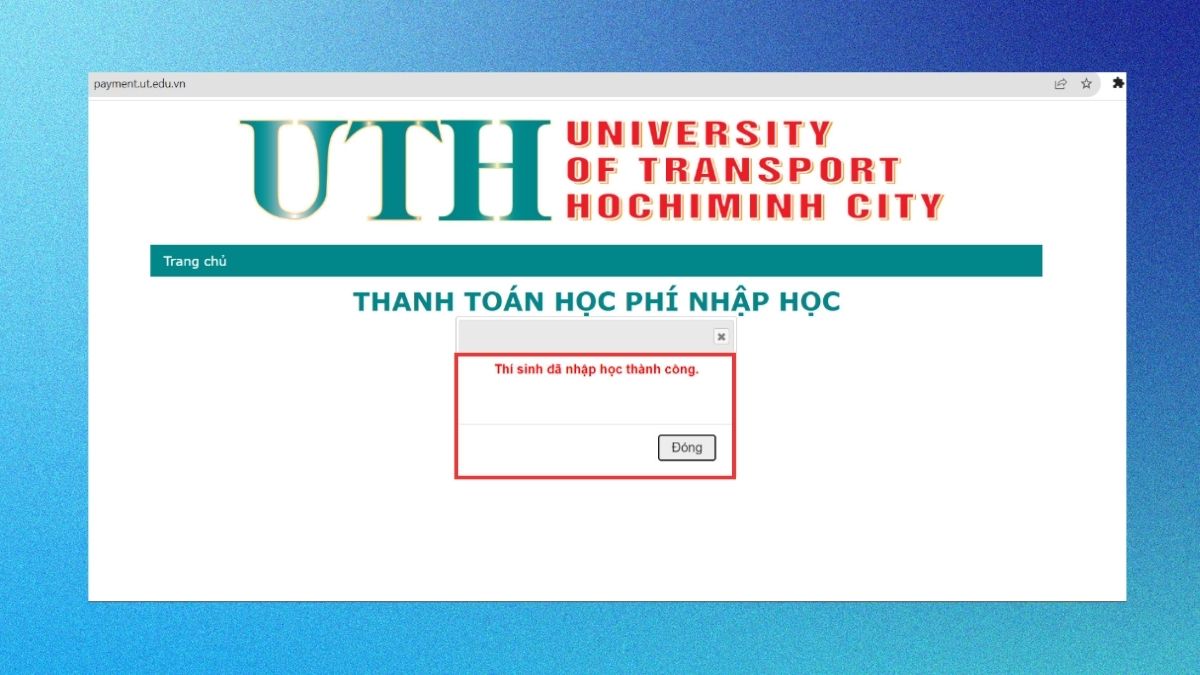 Hướng dẫn các bước nộp học phí UTH bước 5