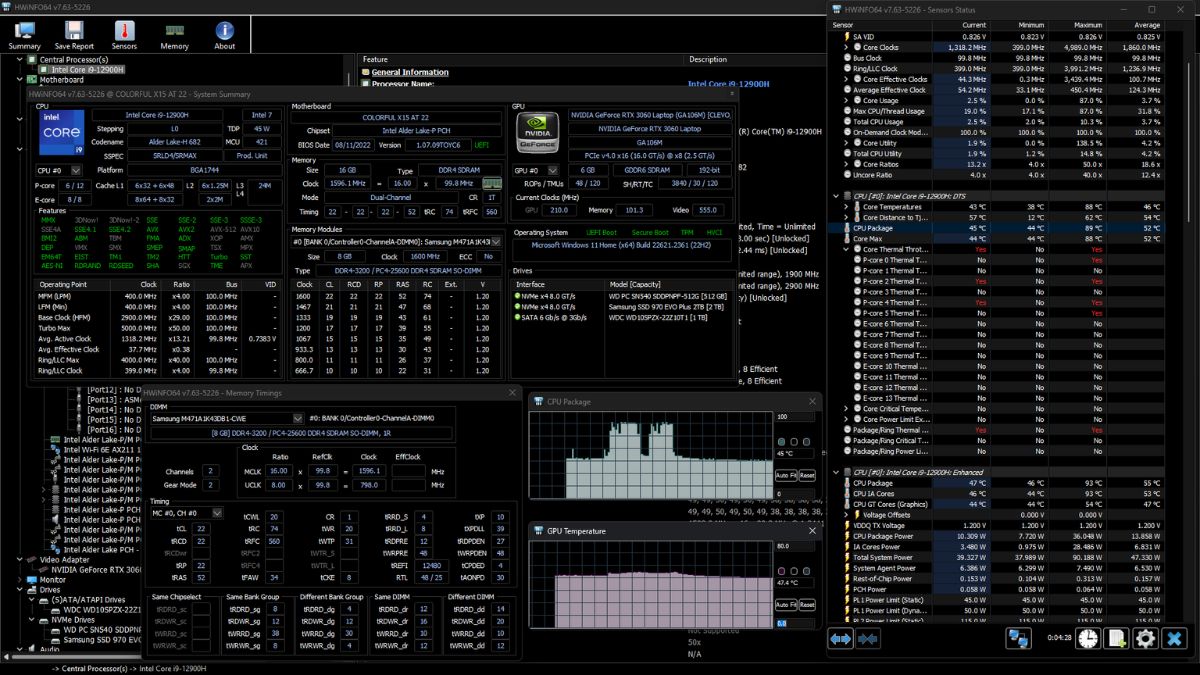 HWiNFO có khả năng giám sát thời gian thực mạnh mẽ hơn Speccy