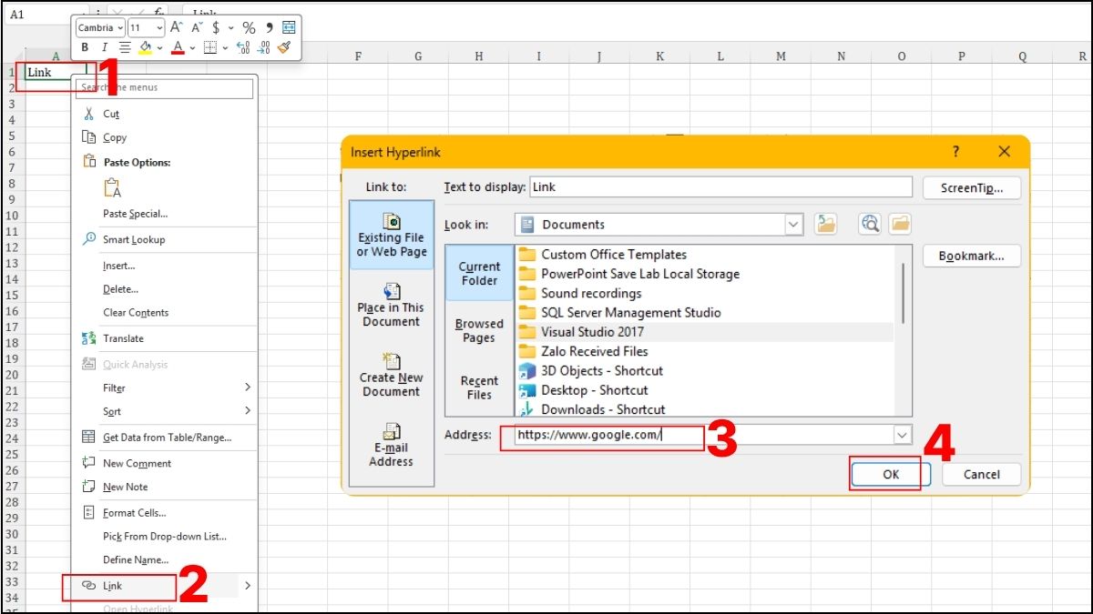 Cách tạo siêu liên kết Hyperlink trong Excel