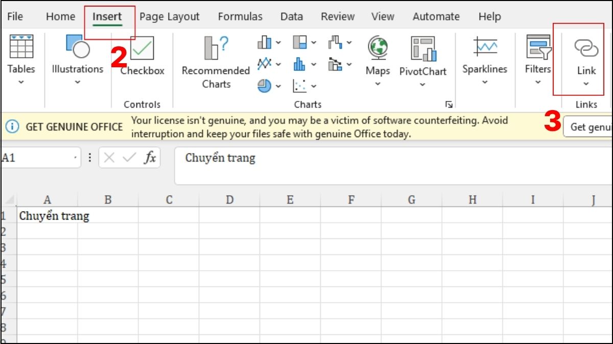 Tạo siêu liên kết Hyperlink đến sheet có sẵn trong Excel bước 2