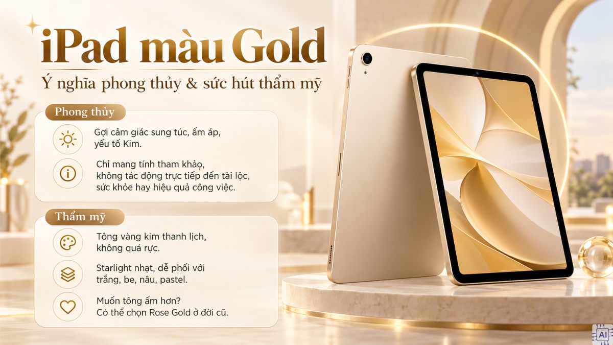 Ý nghĩa phong thủy và sức hút của iPad màu Gold