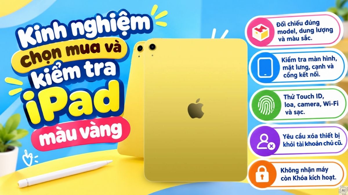 Kinh nghiệm chọn mua và kiểm tra iPad màu vàng