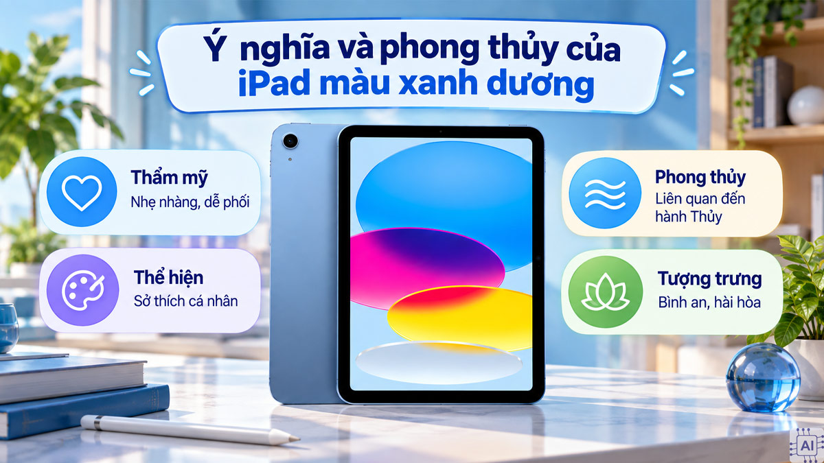 Ý nghĩa và phong thủy của iPad màu xanh dương
