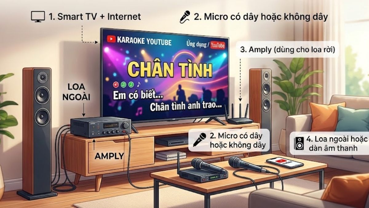 Những thứ cần chuẩn bị để hát karaoke trên tivi