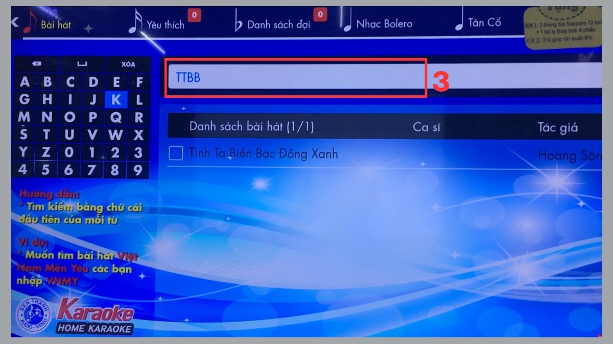 Sử dụng ứng dụng karaoke cài sẵn trên tivi bước 3 (Hình minh họa)