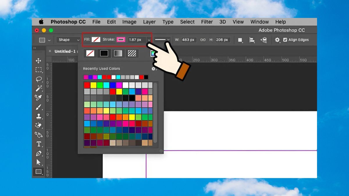 Cách kẻ khung trong Photoshop bằng công cụ Rectangle Tool bước 3 (Hình minh họa)