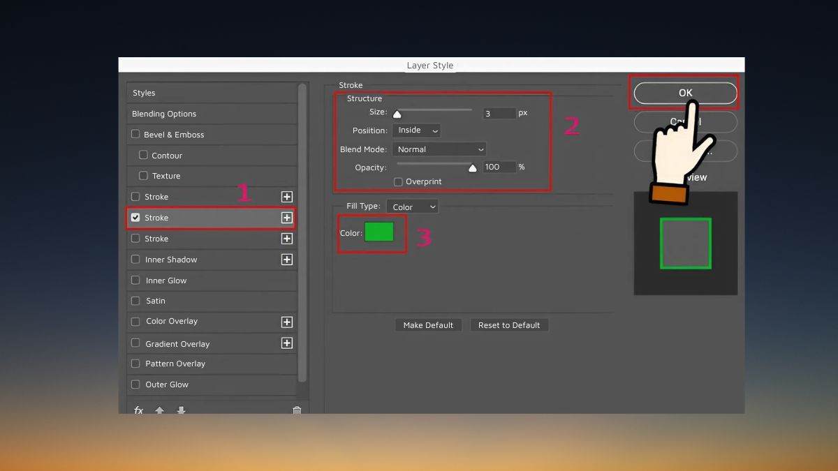 Cách kẻ khung trong Photoshop nhanh chóng bước 3 (Hình minh họa)