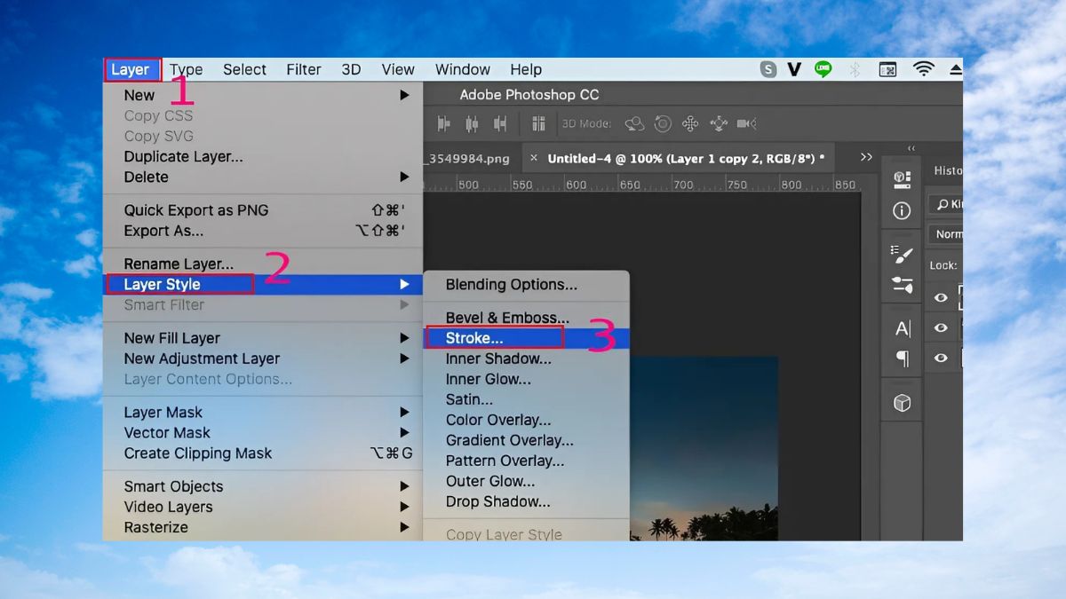 Cách kẻ khung trong Photoshop có hiệu ứng bước 2 (Hình minh họa)