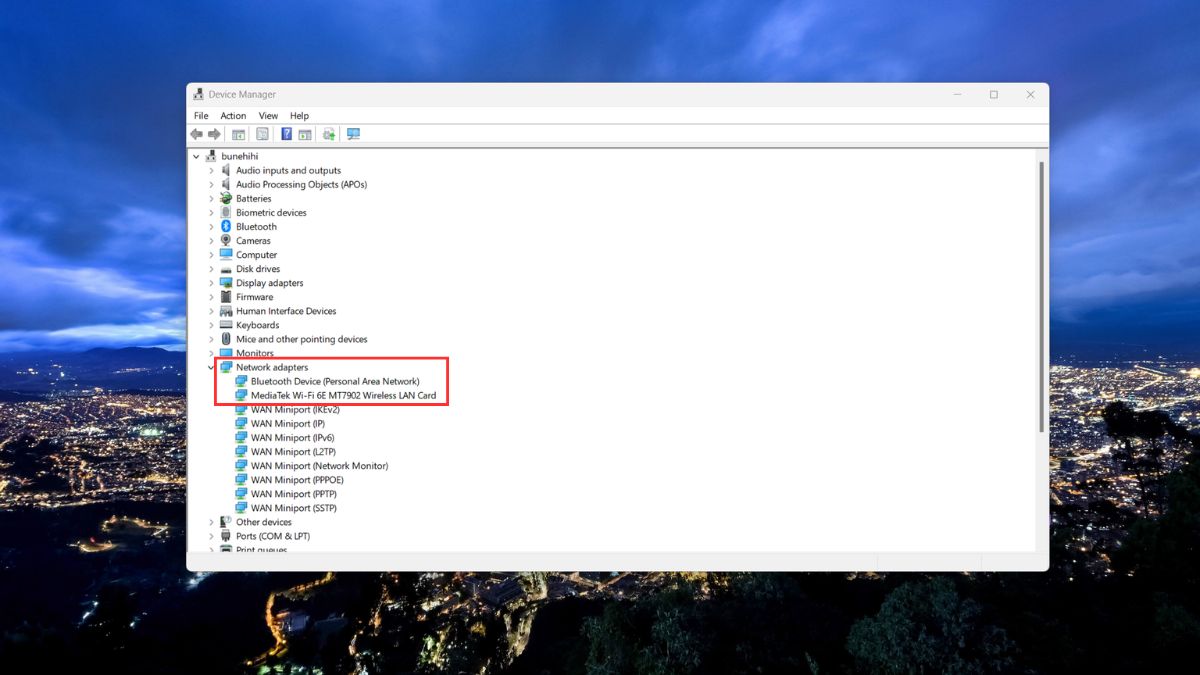 Vào Device Manager để thiết lập cài đặt