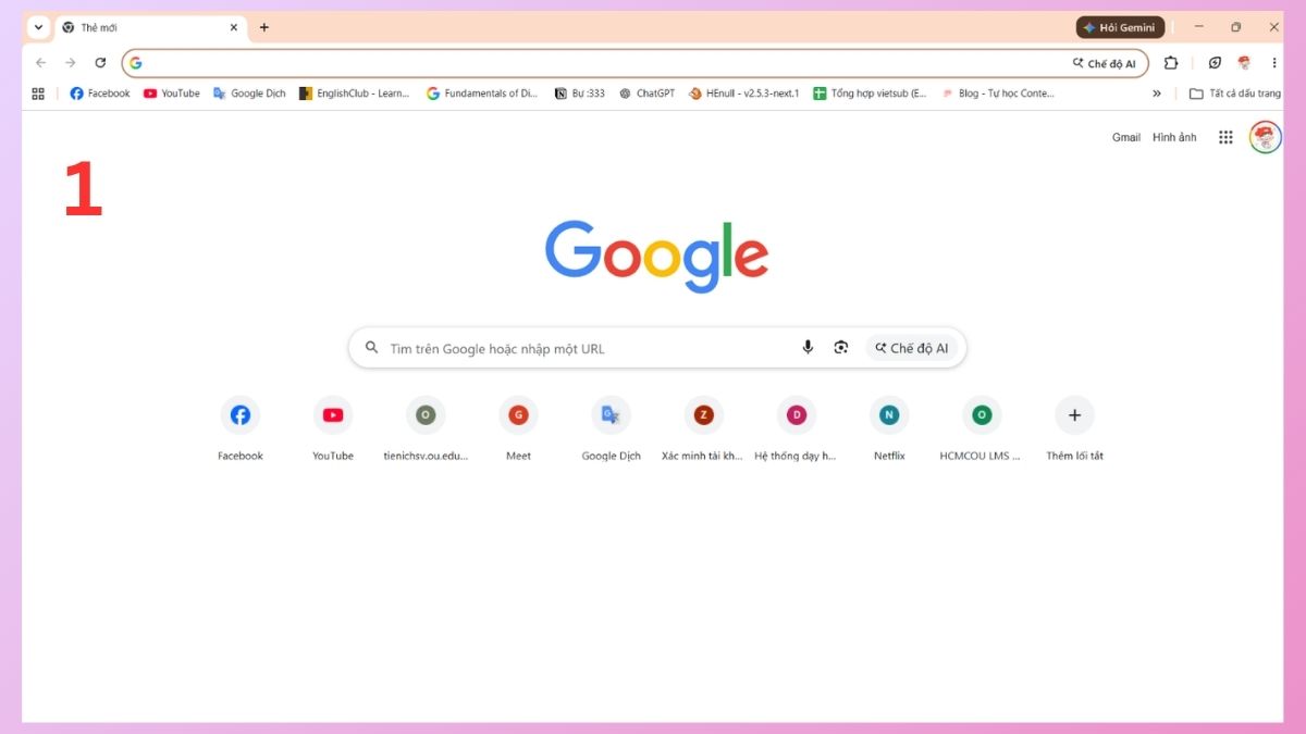 Mở trình duyệt web trên máy tính