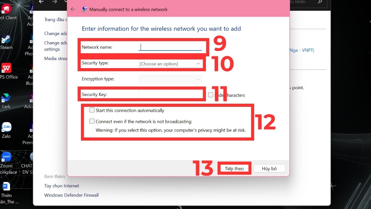 Cách bắt WiFi cho máy tính bàn bằng Control Panel bước 3
