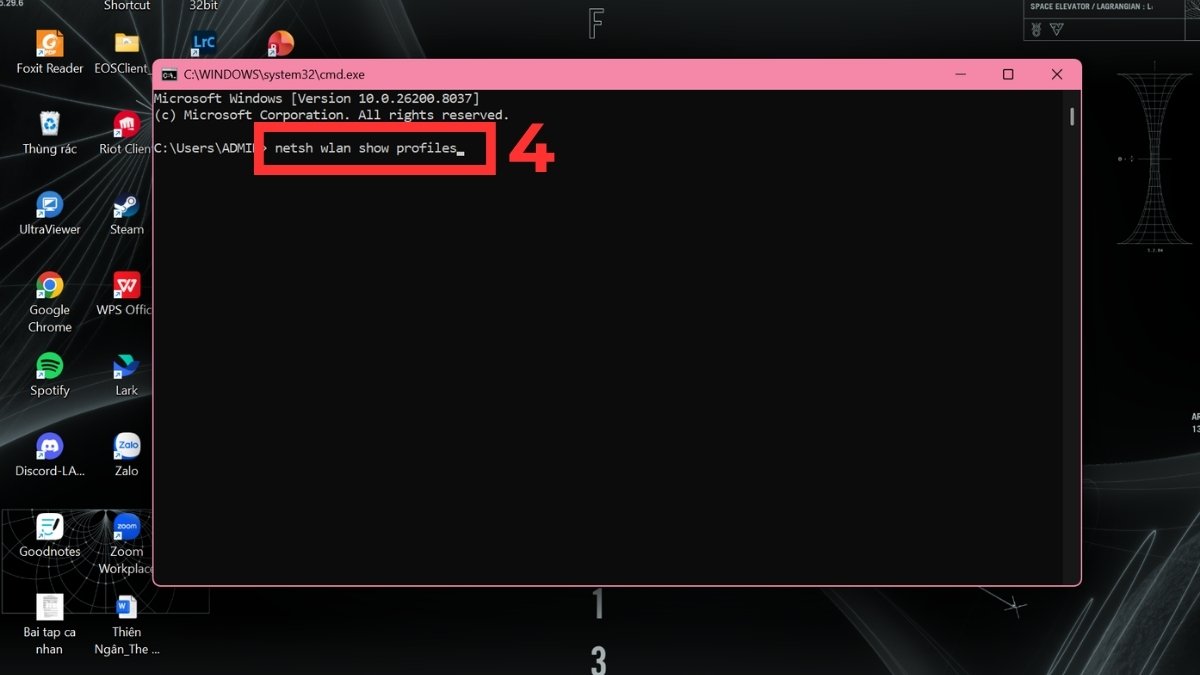 Cách kết nối WiFi cho máy tính bàn bằng Command Prompt bước 2