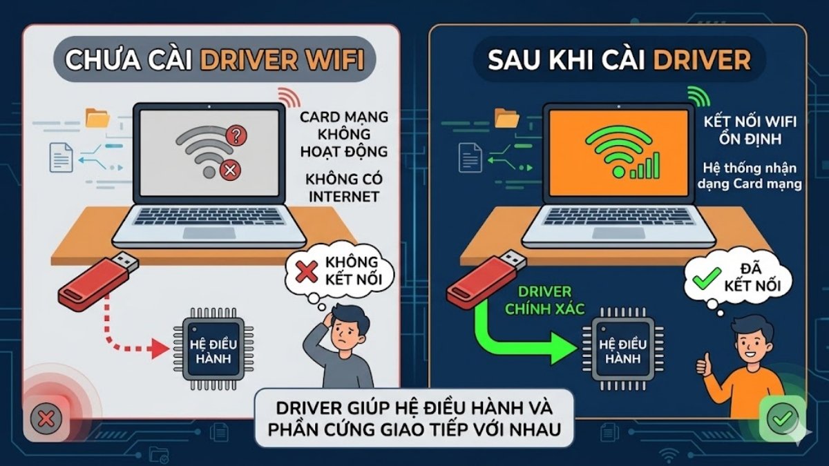 Máy tính bàn không kết nối được internet do chưa cài đặt driver mới