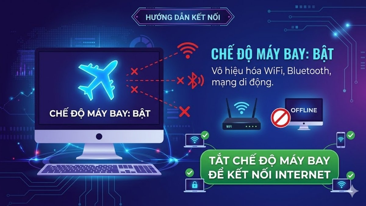 Máy tính không kết nối được mạng do bật chế độ máy bay
