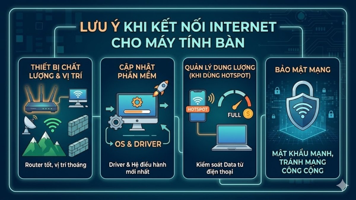 Lưu ý khi kết nối Internet cho máy tính bàn