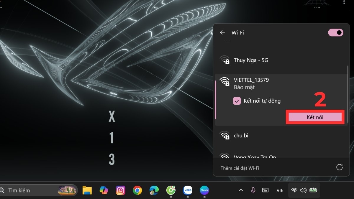 Cách kết nối WiFi cho máy tính bàn trên thanh Taskbar bước 2