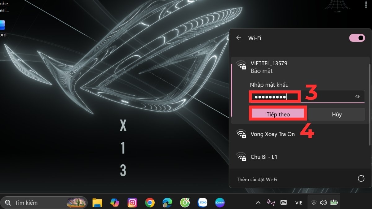 Cách kết nối WiFi cho máy tính bàn trên thanh Taskbar bước 3