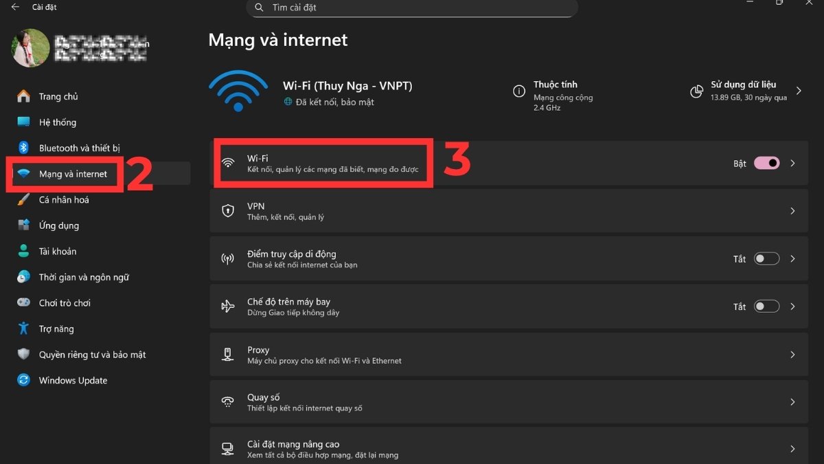 Cách kết nối WiFi máy tính bàn bằng Settings bước 2