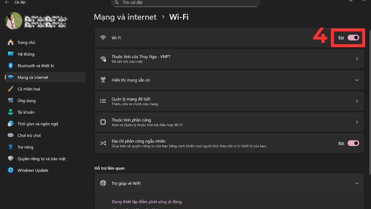 Cách kết nối WiFi máy tính bàn bằng Settings bước 3