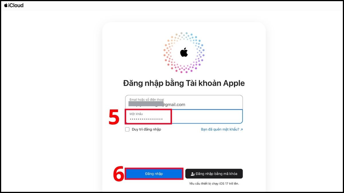 Điền đúng mật khẩu và tiến hành đăng nhập