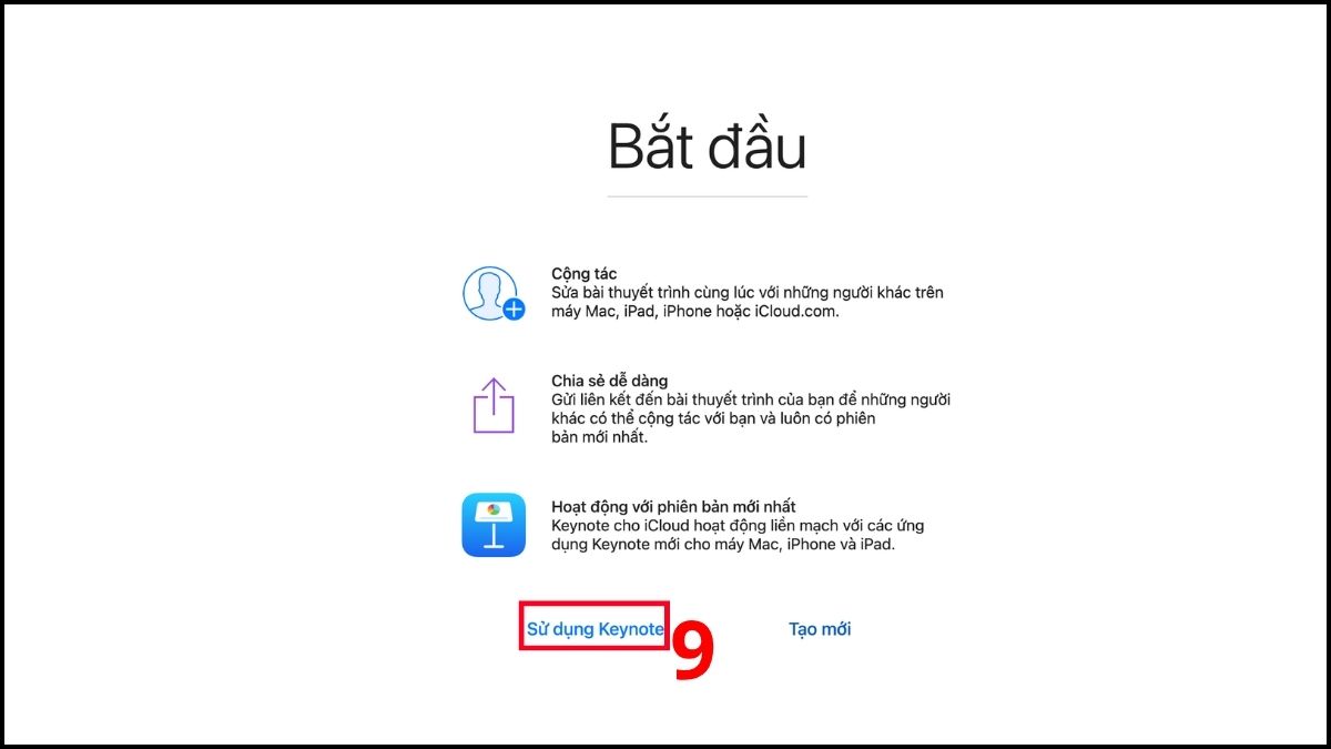 Chọn sử dụng Keynote