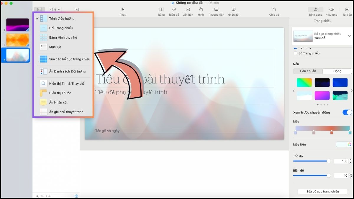 Chế độ trình chiếu và hỗ trợ thuyết trình