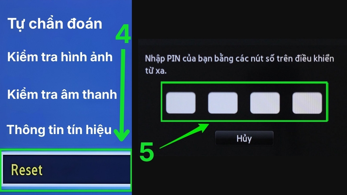 Hướng dẫn cài đặt lại tivi Samsung thường bước 2