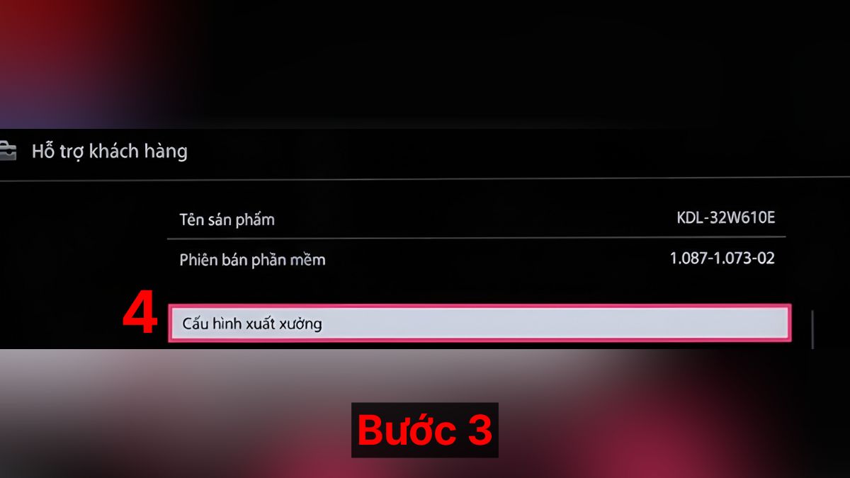 Cách reset tivi Sony thường bước 3