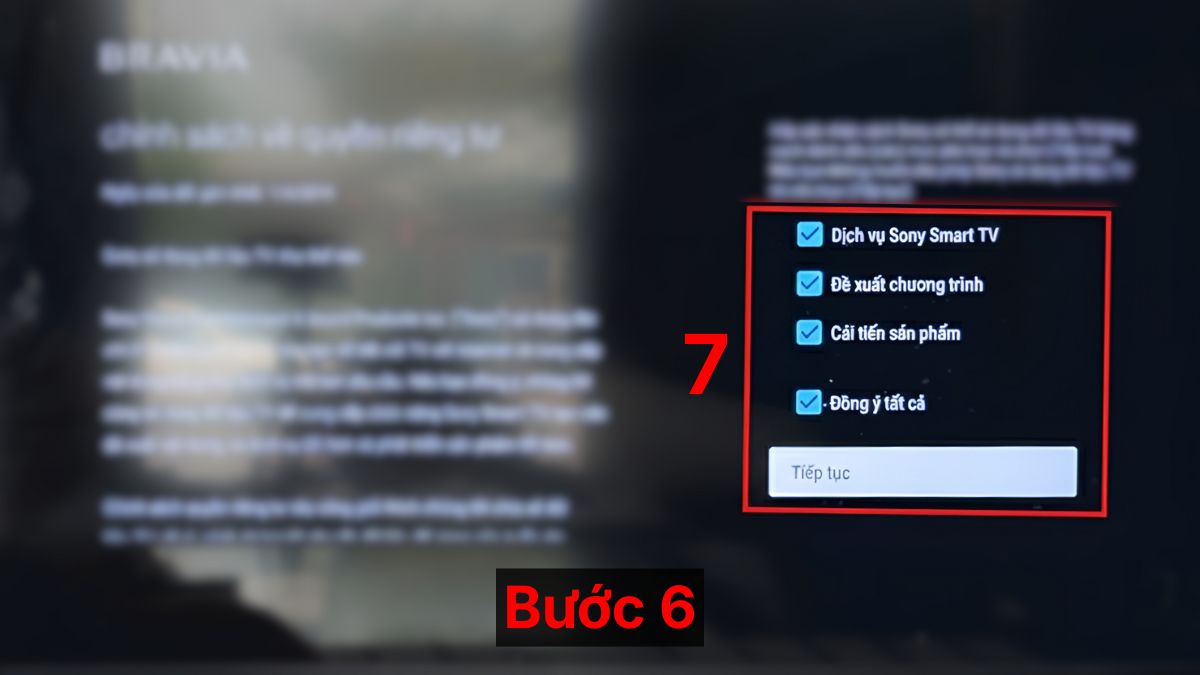 Đồng ý chính sách bảo mật của tivi Sony