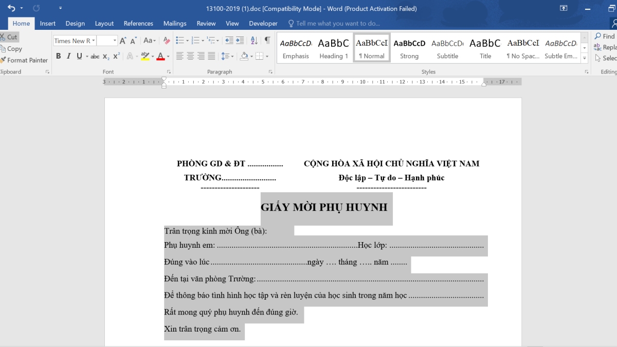 Xóa định dạng của văn bản để khắc phục lỗi không bôi đen được trong Word bước 3